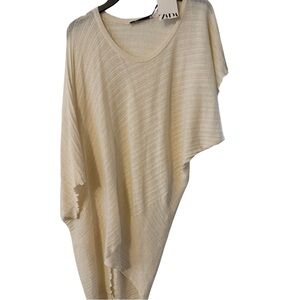 ZARA L/XL Cream Knit Swim Cover-Up/Lounge Dress Linen Cotton Blend NWT